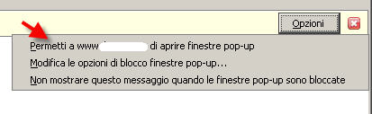 Immagine Itinerari Impostazioni Blocco Popup di Internet Explorer